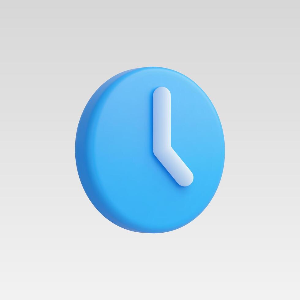 3d Realistic Blue Clock or reminder icon vector