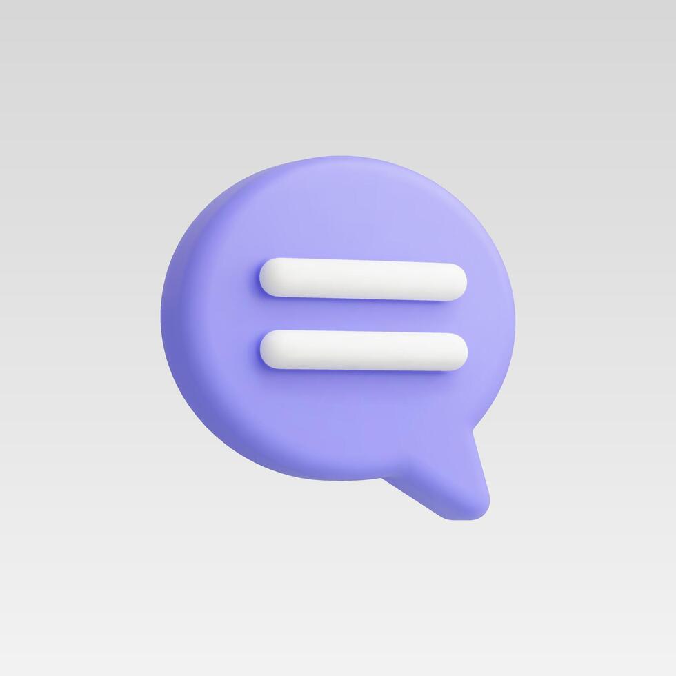 Realistic 3d Purple Chat or Message icon vector