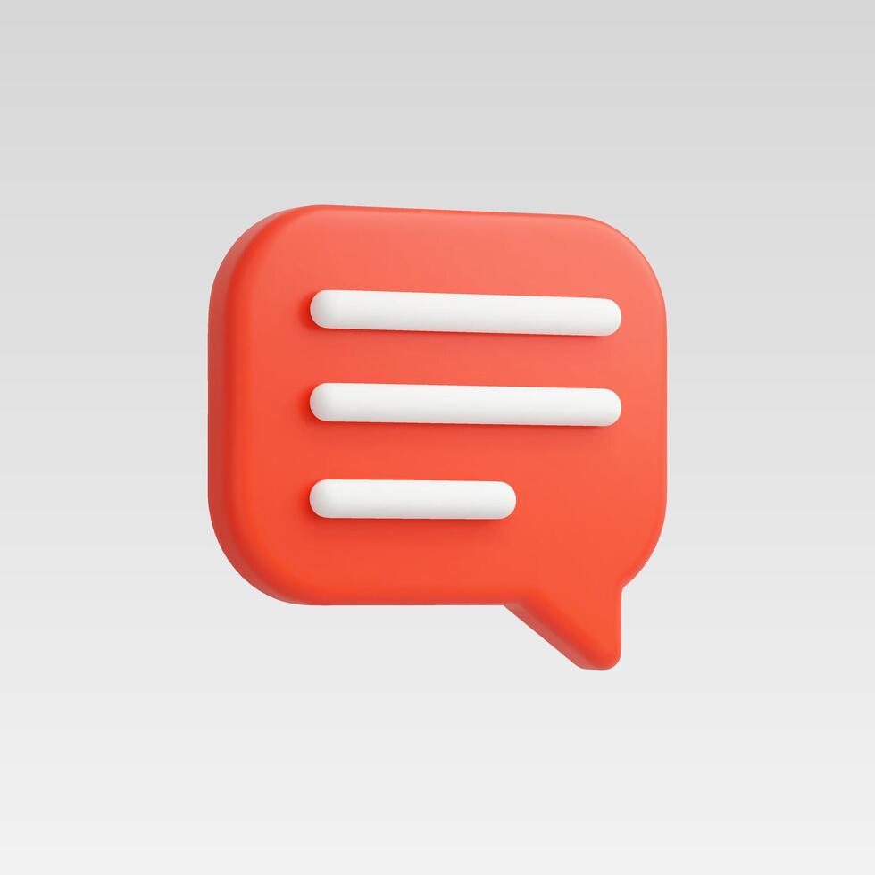 Realistic 3d Red Chat or Message Icon vector
