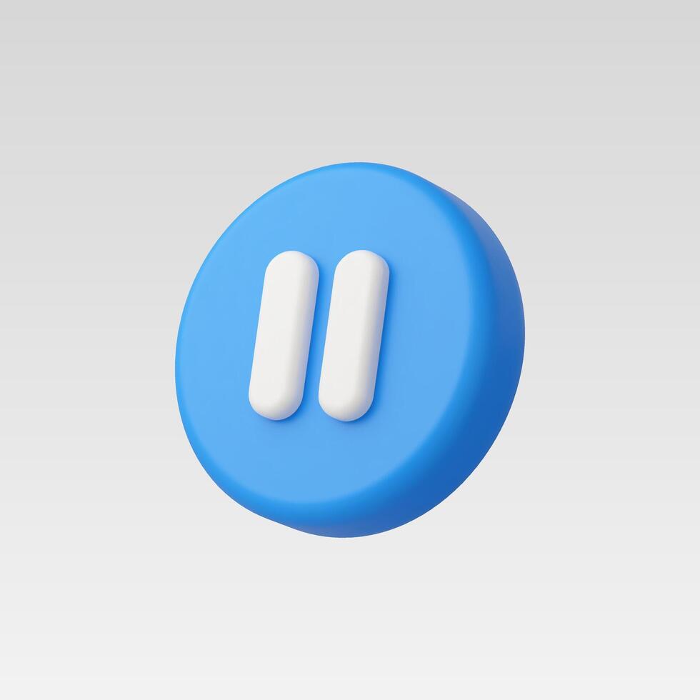 Realistic 3d Blue Pause Icon vector