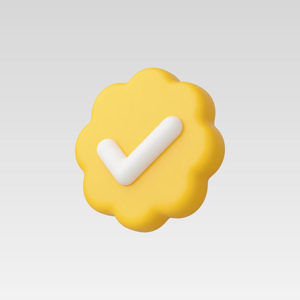 3d Realistic Yellow Approved Icon vector