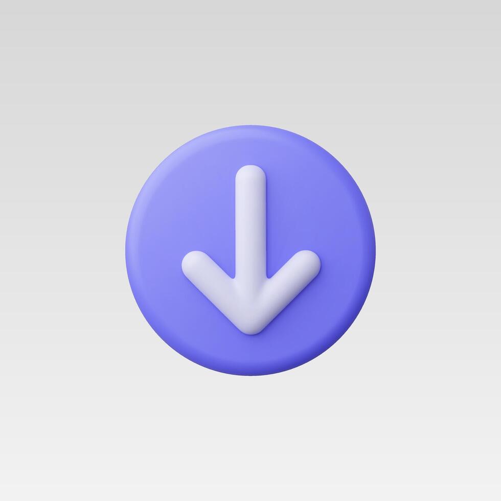 3d Realistic Down arrow icon vector