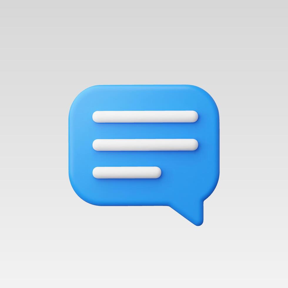 3d Realistic Blue Chat or Message Icon vector
