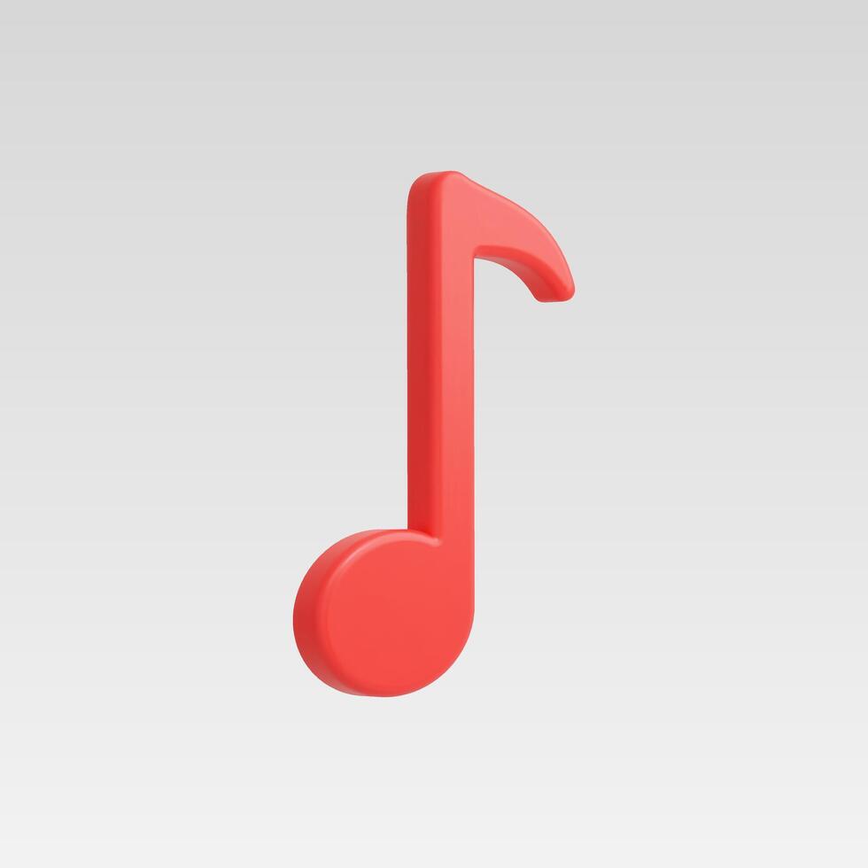 3d Realistic Red Music note Icon vector