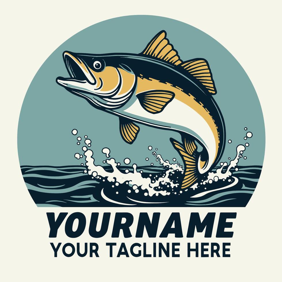 Leaping fish captured midair with water splashes, ideal for nature or wildlife concept in creative design projects. vector