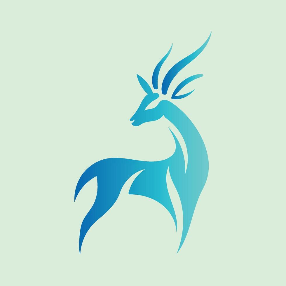 Modern Deer. simply Deer icon, Blue Deer, elegant graceful stand oryx logo design template vector