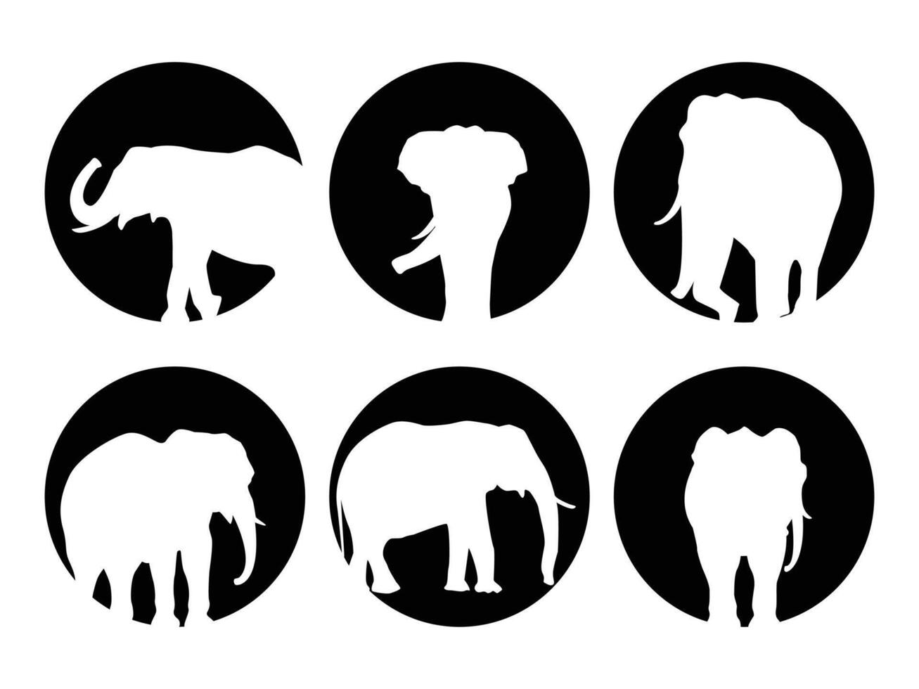 Illustration drawing silhouettes style of elephant collection design vector