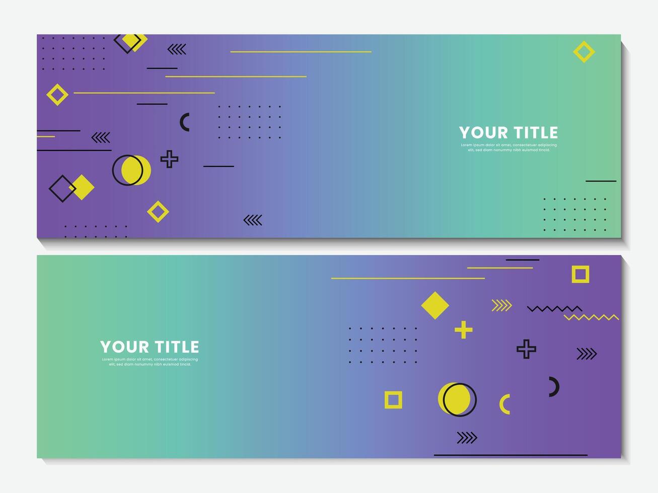 Abstract geometric banners with memphis shape style design vector