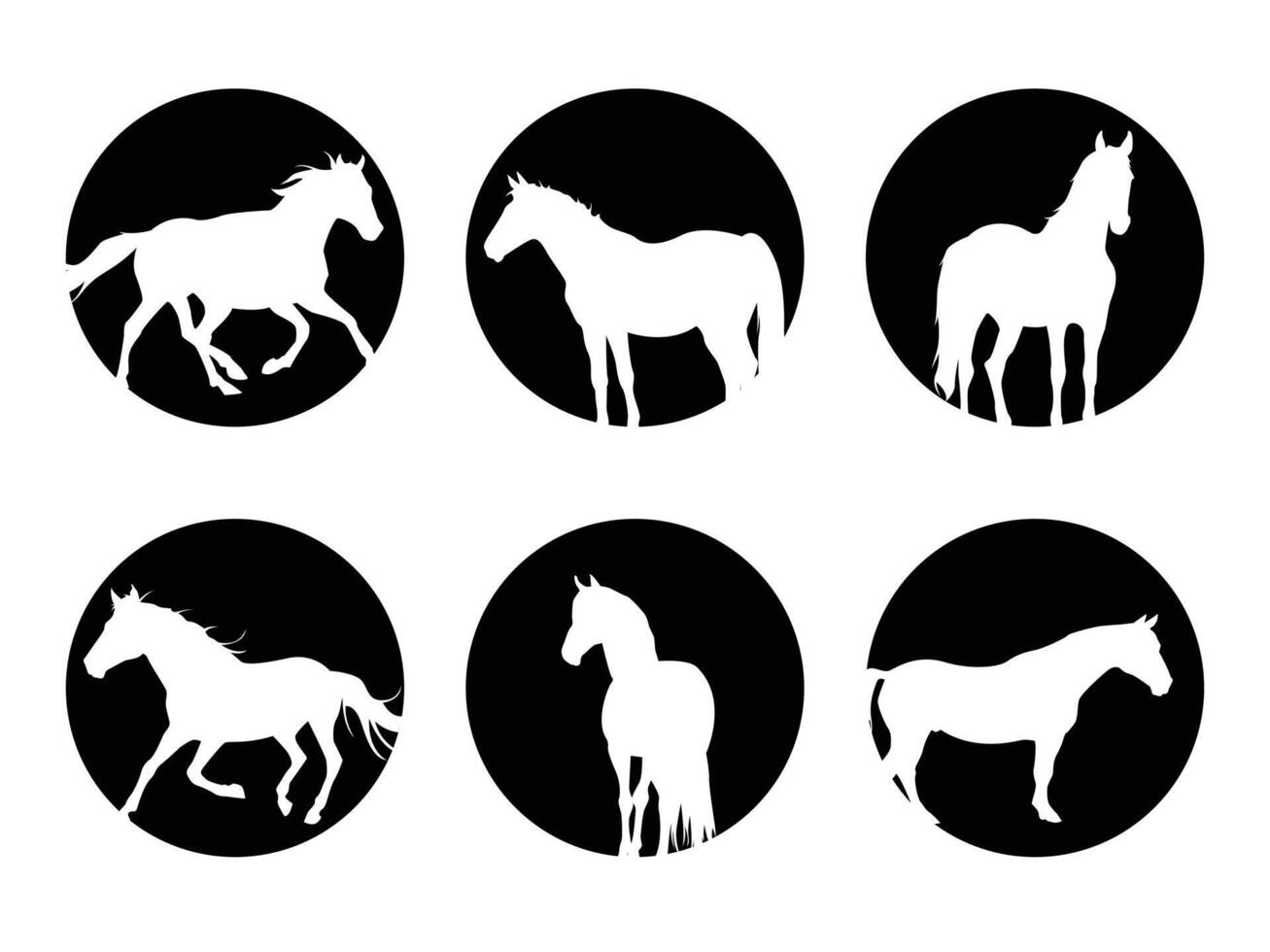 Flat design horse animal silhouette set illustration vector