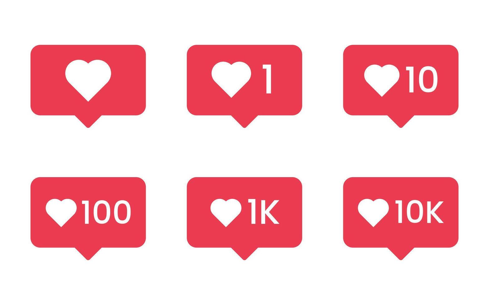 Like love button social media notification icon collection set vector