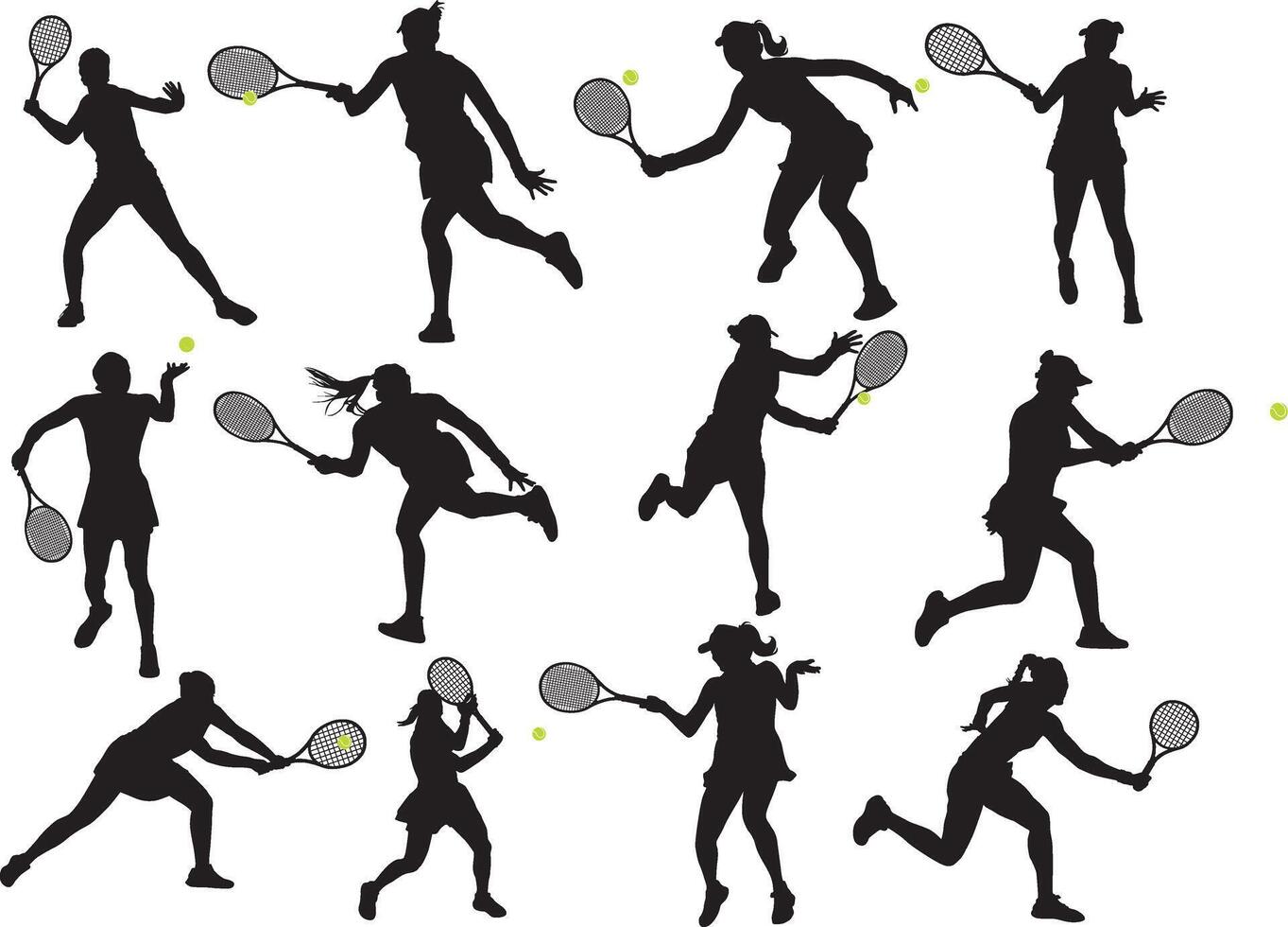 Female Tennis Player, Tennis Silhouette, Tennis Fan vector
