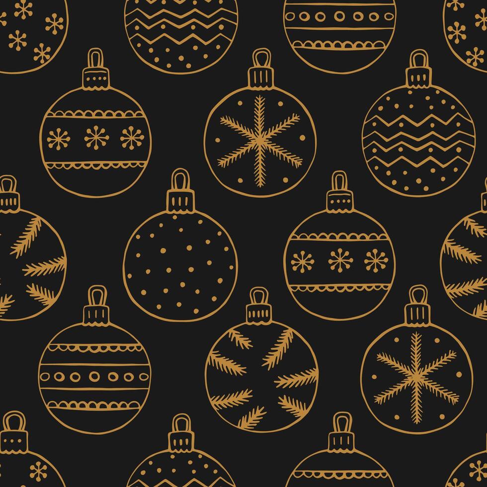 Seamless pattern Christmas baubles. Hand drawn illustration vector
