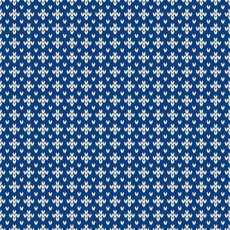 Winter knitted seamless pattern with dots and rhombs. Norwegian style sweater. Wool texture. Traditional holiday background, blue and white colors vector