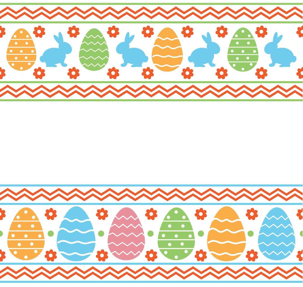 Cute hand drawn easter bunnies horizontal seamless pattern, easte vector