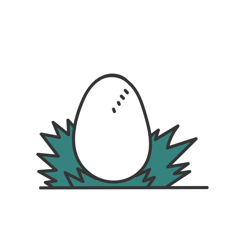 an egg is sitting on a grassy hill vector