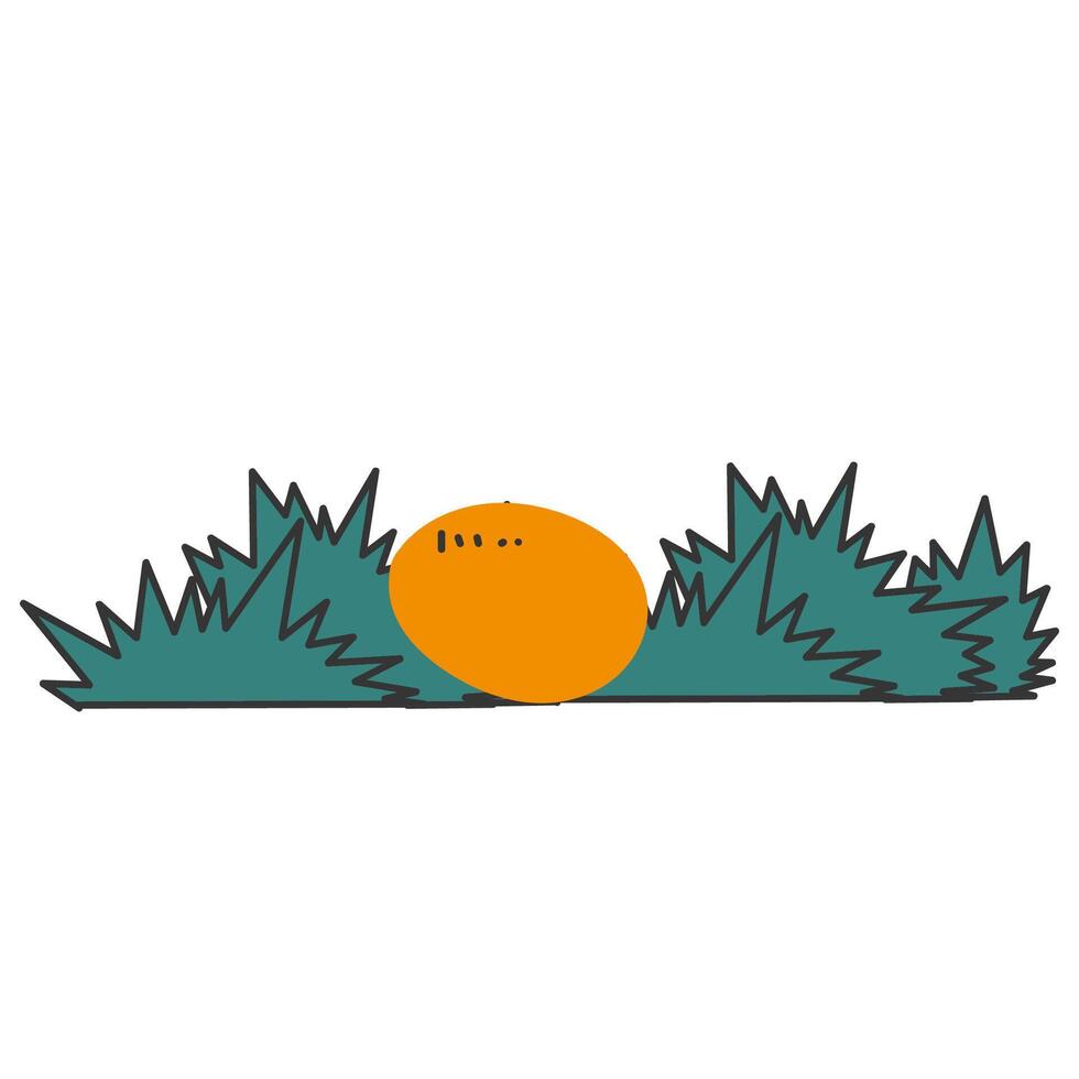 an orange egg is sitting in the grass vector
