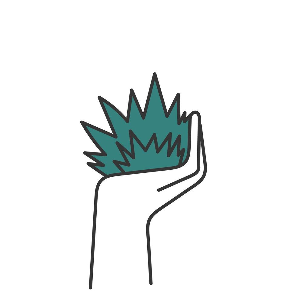 a hand holding a plant in its palm vector