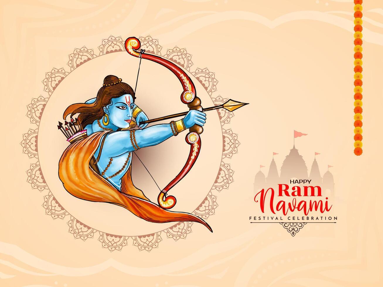 Classic elegant Happy Ram Navami cultural Indian festival greeting card vector