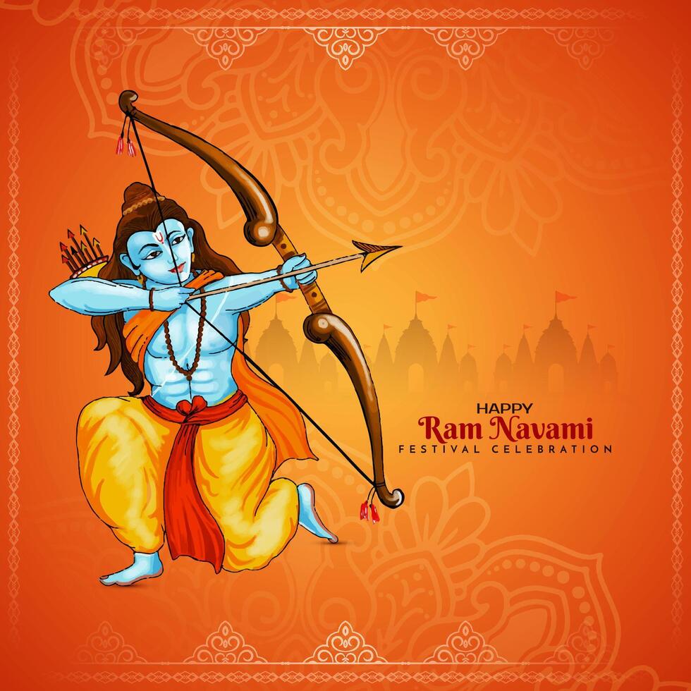 Modern Happy Ram Navami Indian festival cultural elegant background vector