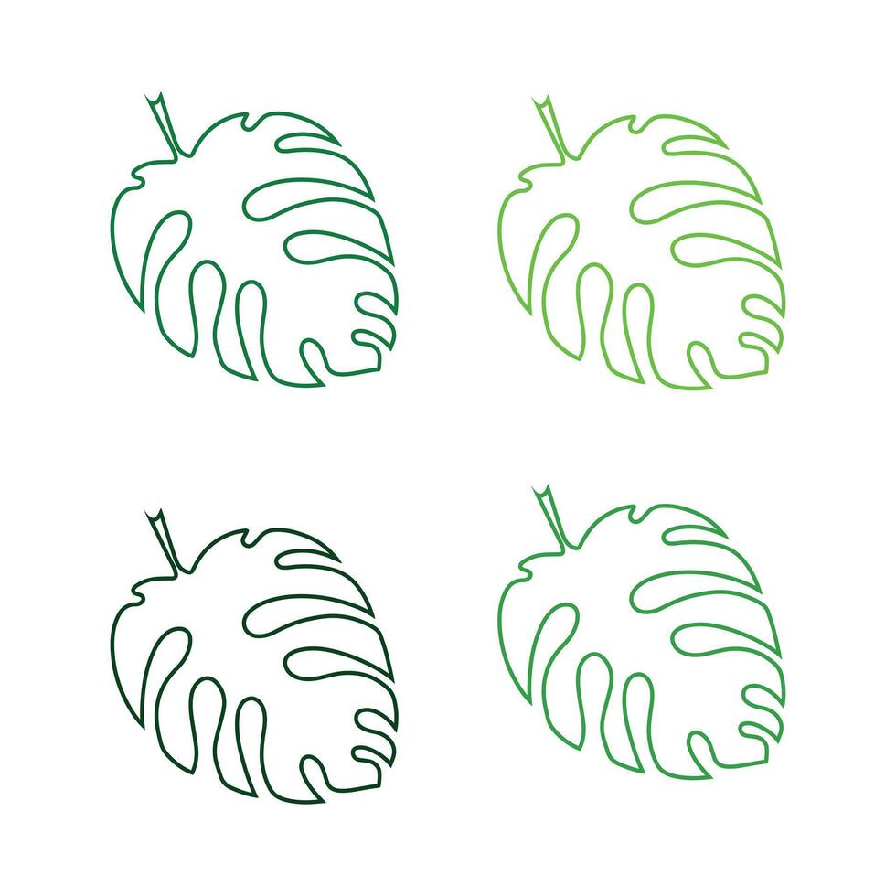 set of Palm colored leaves vector