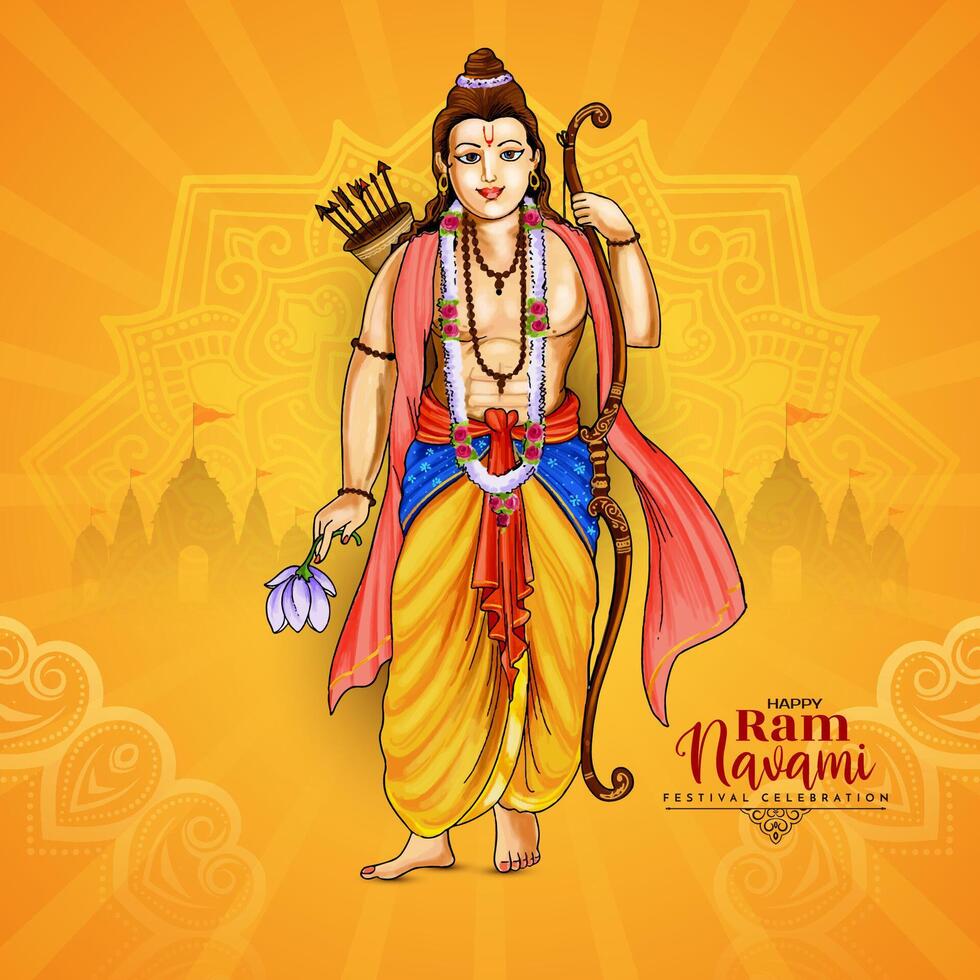 Happy Ram Navami Indian festival cultural elegant background vector
