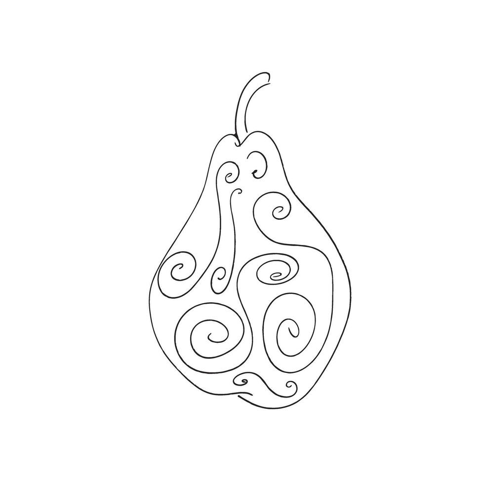 one line pear hand drawn art vector
