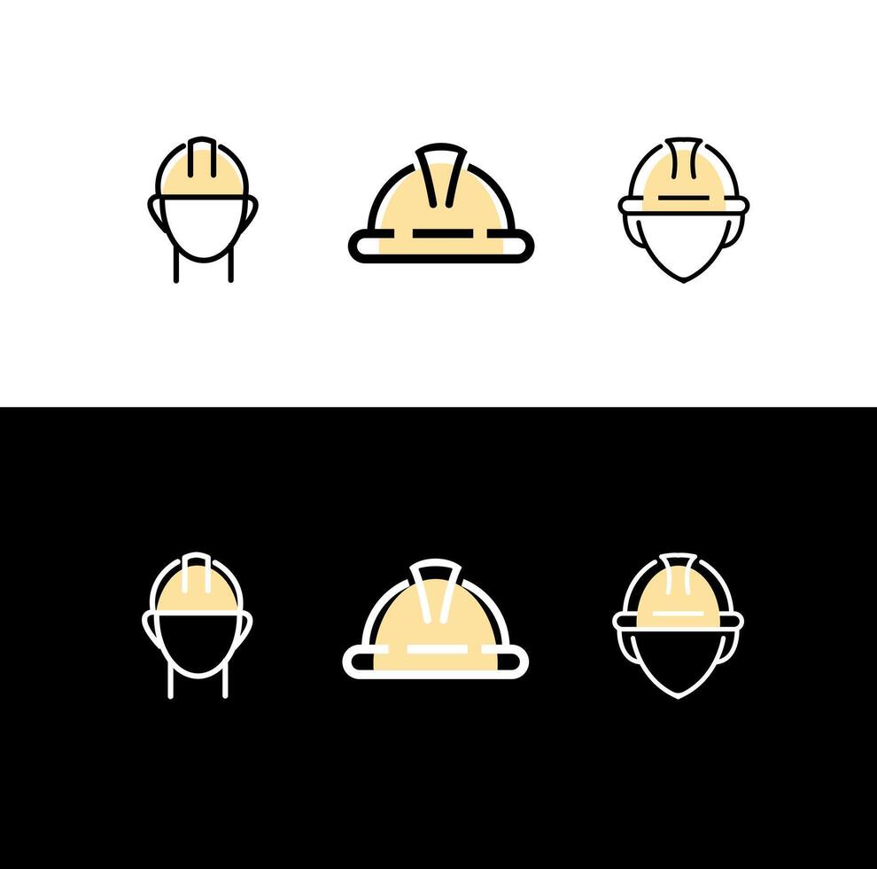 a set of icons with protective helmets. icons for construction companies vector