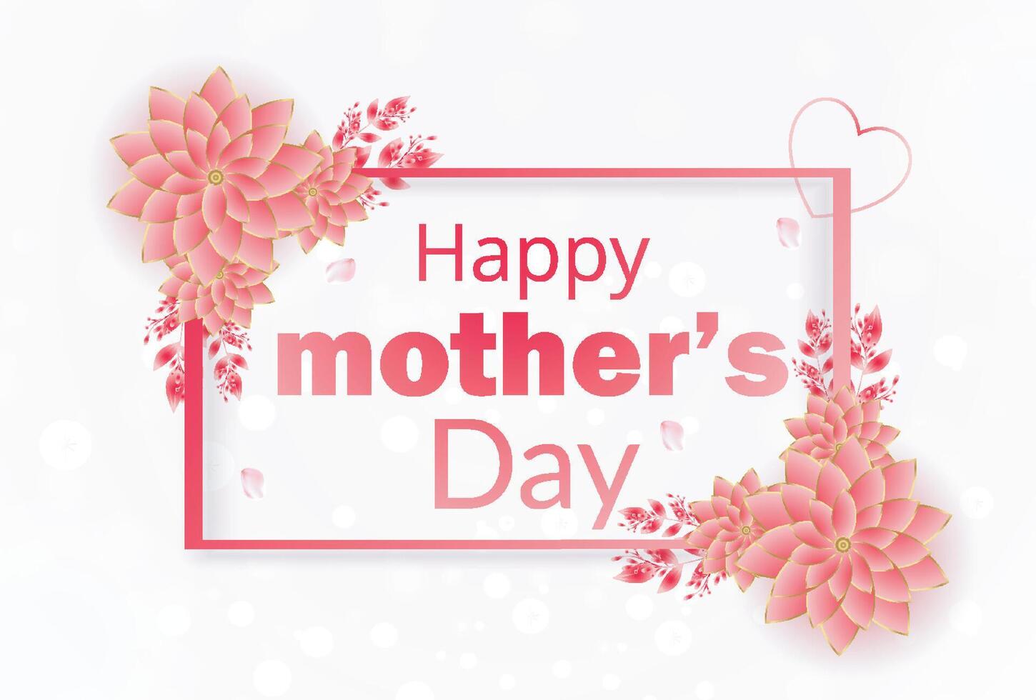 Beautiful Happy Mother's Day Typography with Flowers White Floral Background Design vector