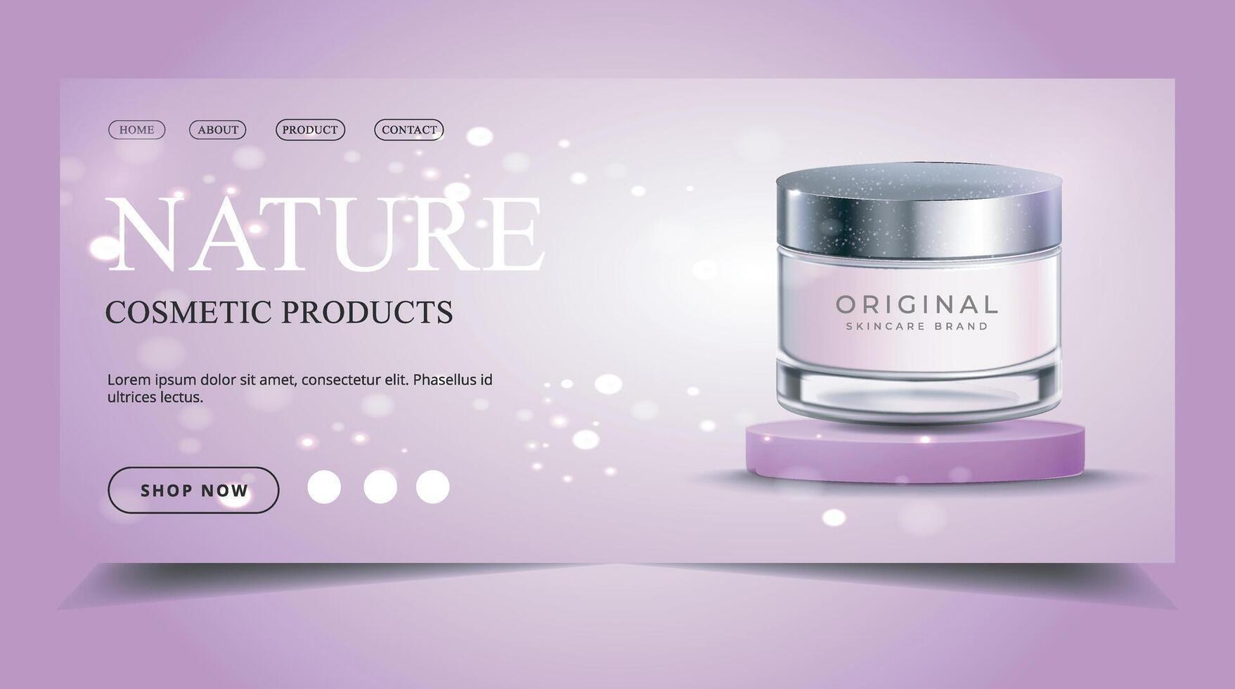 Realistic natural beauty cosmetic packaging ads cover template vector