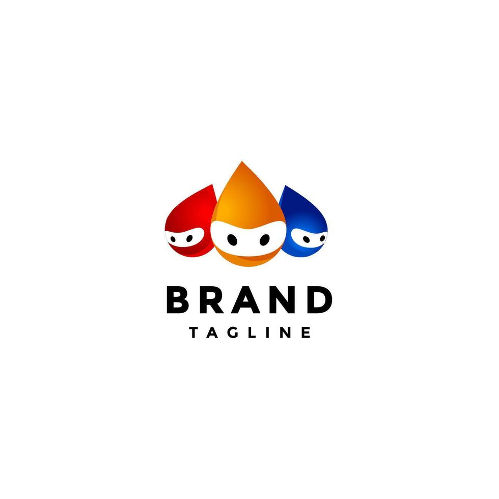 Cute Colorful Ninja Drops Logo Design. Three Colorful Ninja Drops Logo Design. vector
