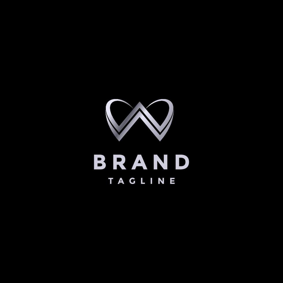 Double Curved Line Letter W Logo Design. Crown Line Initial Letter W Logo Design. vector