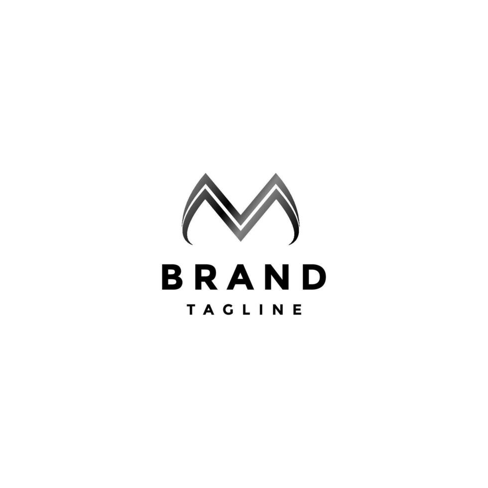 Initial Letter M Double Curved Line Logo Design. Pretty Elegant Initial Letter MM Logo Design. vector
