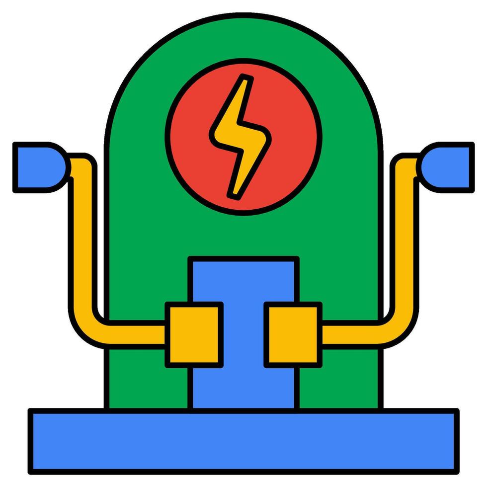 Charging electrical station Filled outline icon vector