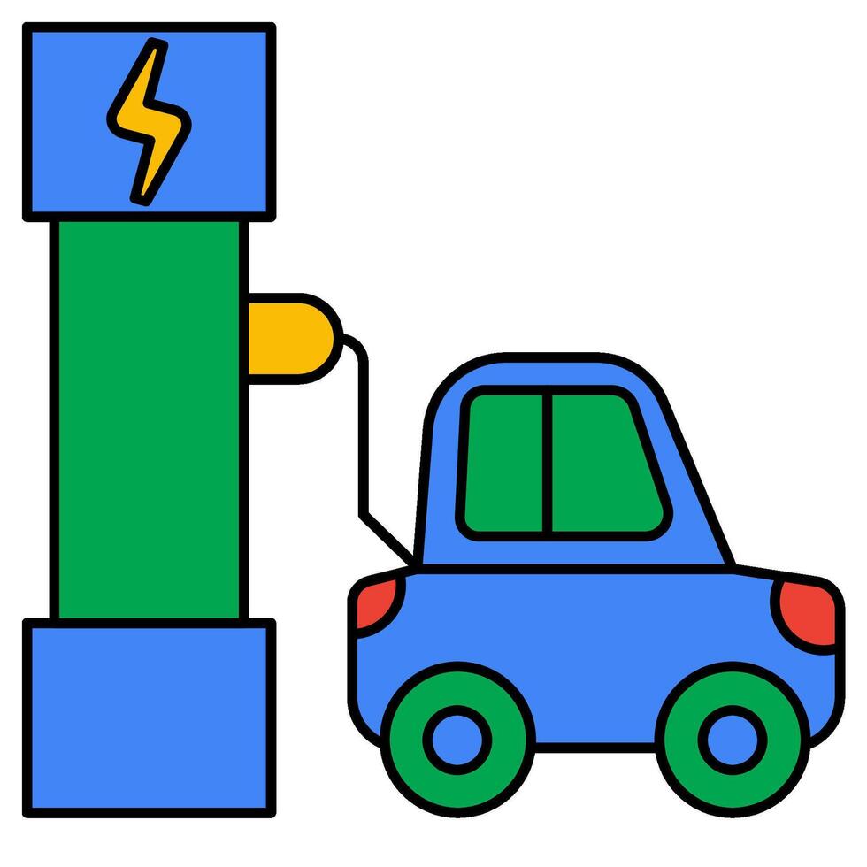 Charging station car Filled outline icon vector