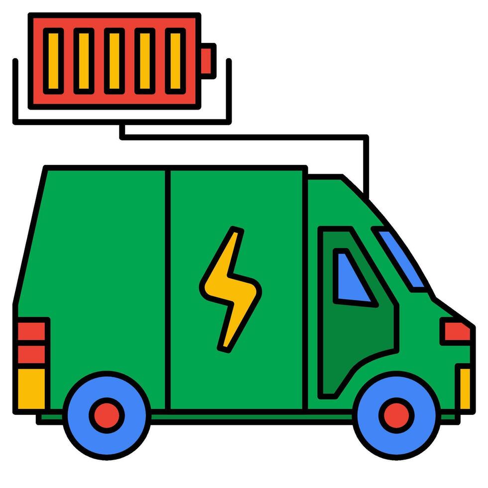 Electric van Filled outline icon vector