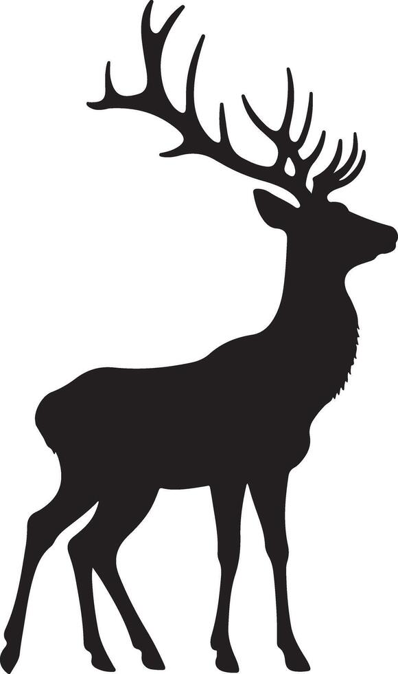 a silhouette of a deer with large antlers vector