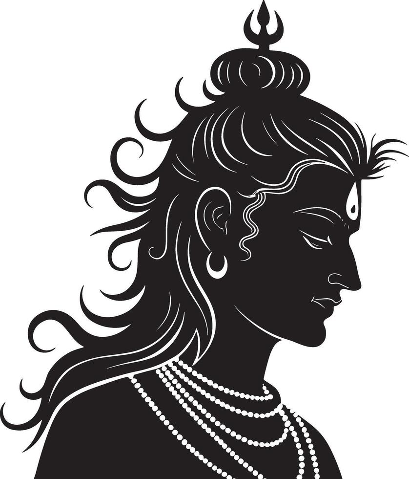 the silhouette of a hindu god with long hair vector