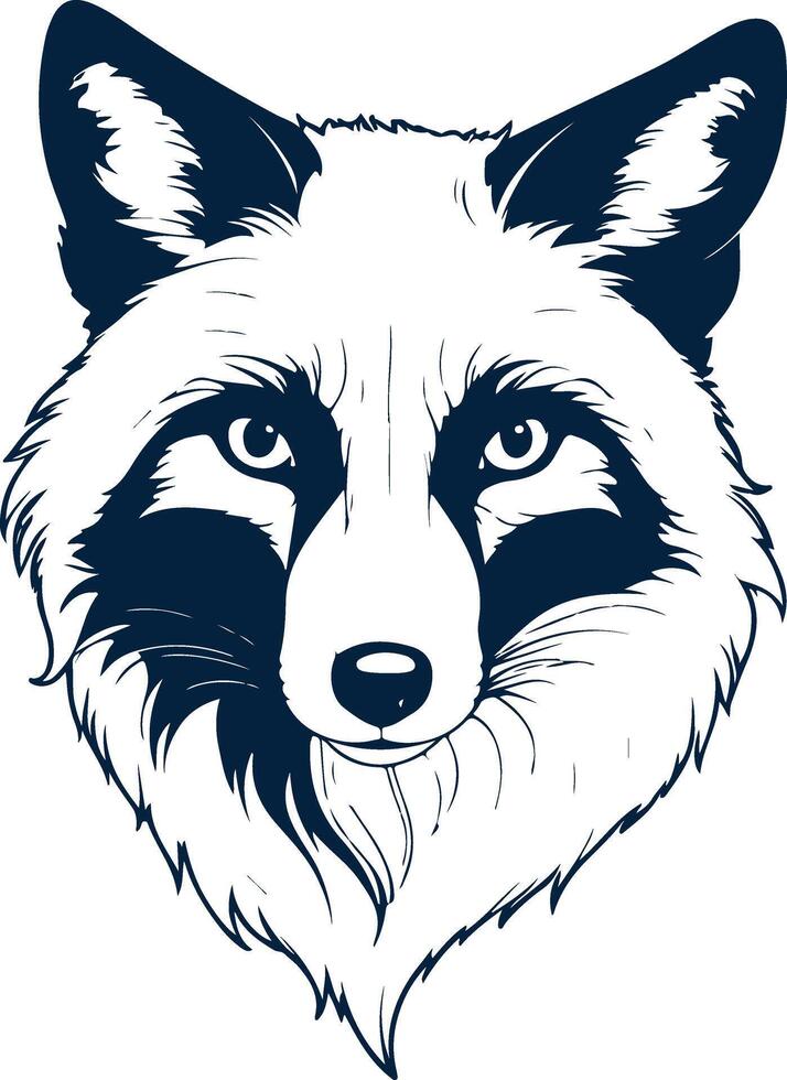 a fox head with blue eyes and a white background vector