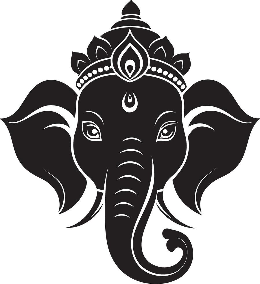 elephant is shown in black and white vector