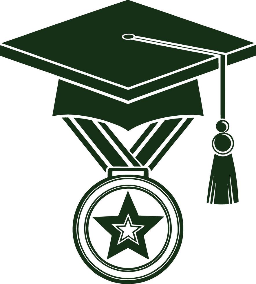a green graduation cap with a star on it vector