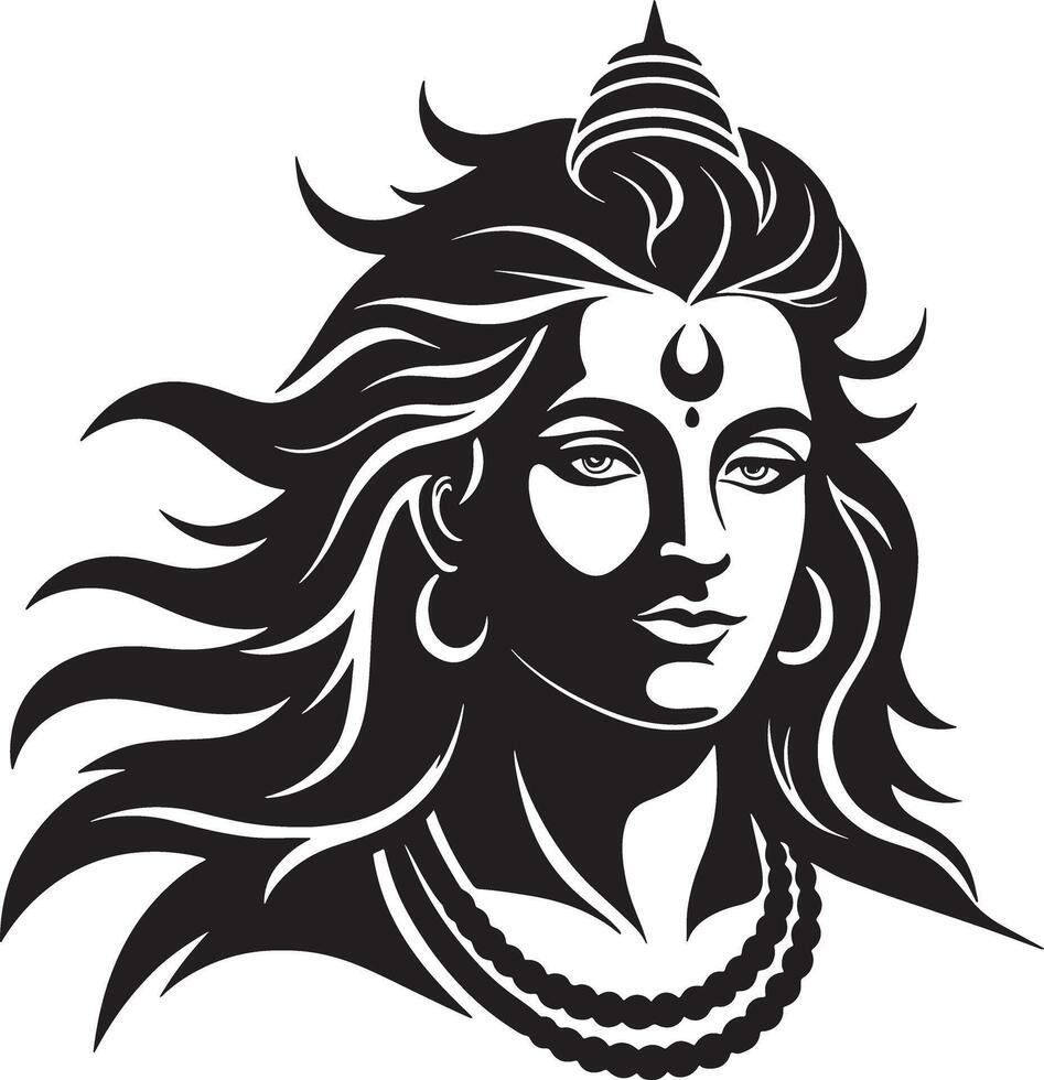 lord shiva, in black and white vector