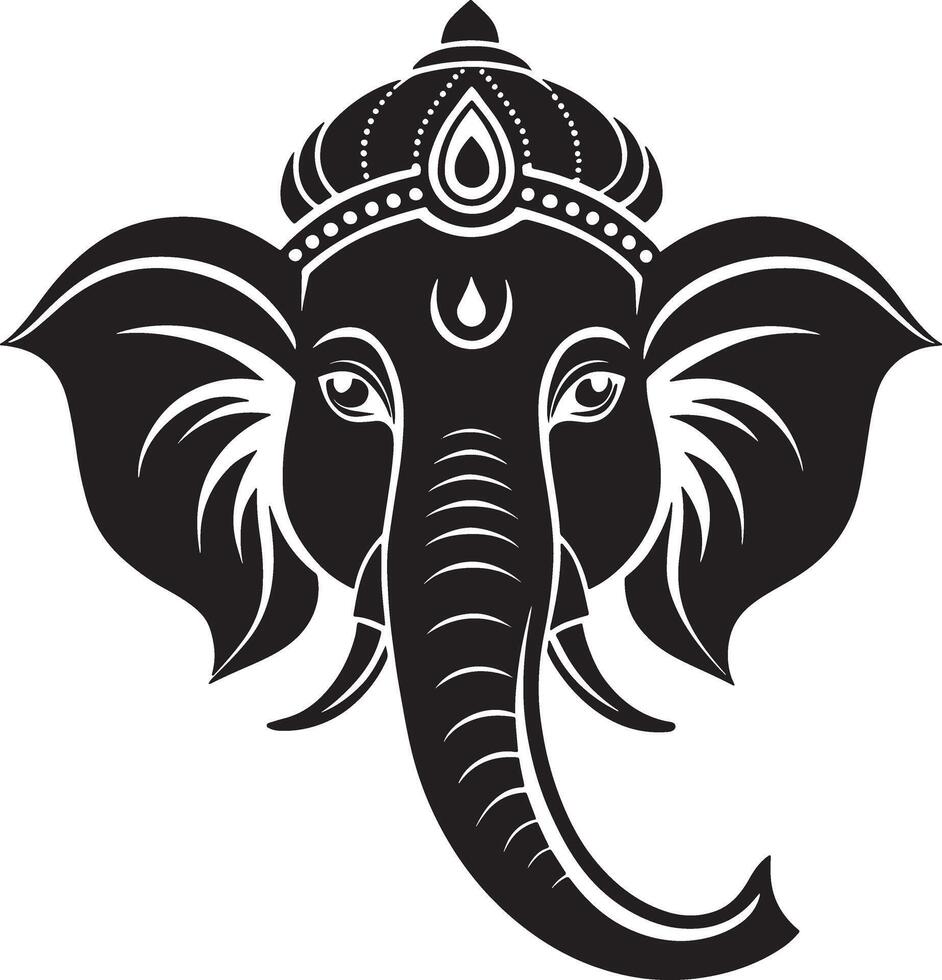 the head of an elephant is shown in black and white vector