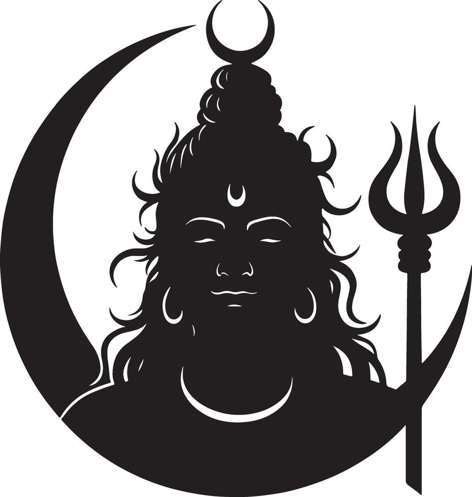 lord shiva with a crescent moon and a trident vector
