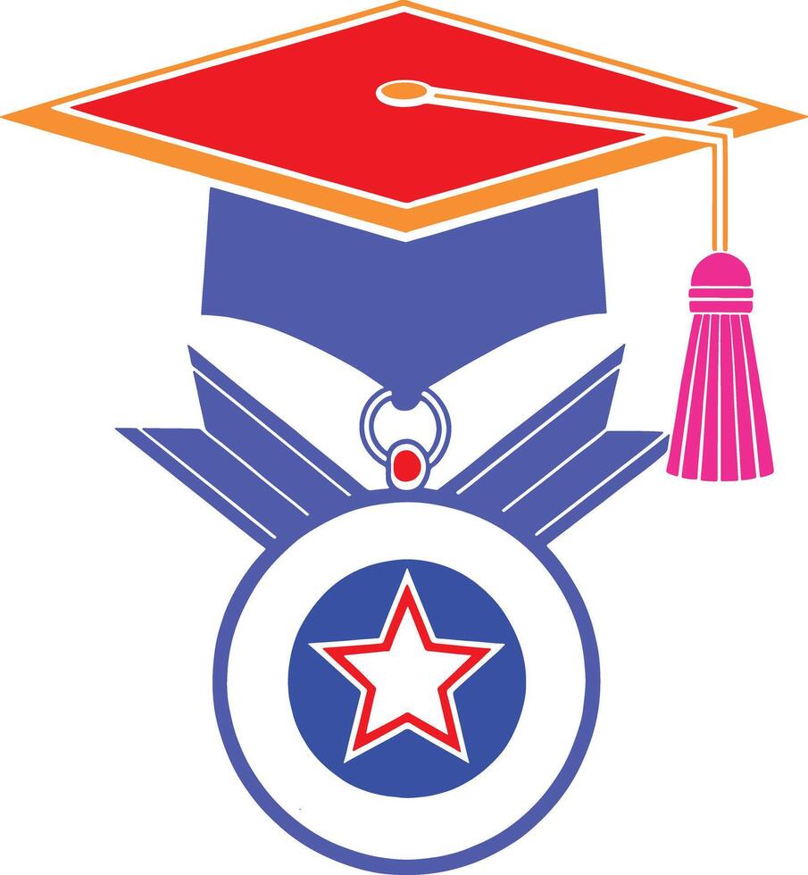 a graduation cap with a star on vector