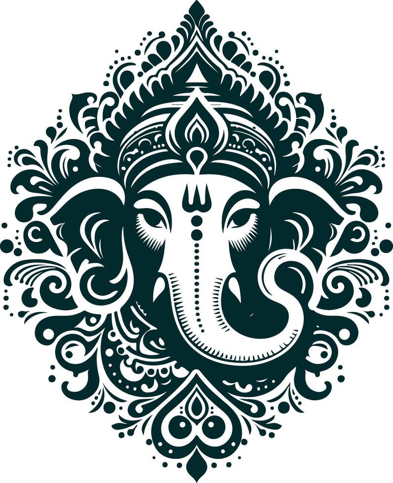 the indian Ganesha head with ornate patterns vector