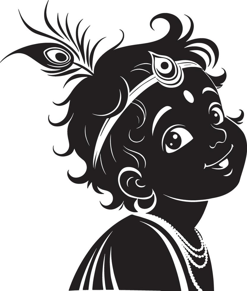 black and white illustration of a little indian boy vector