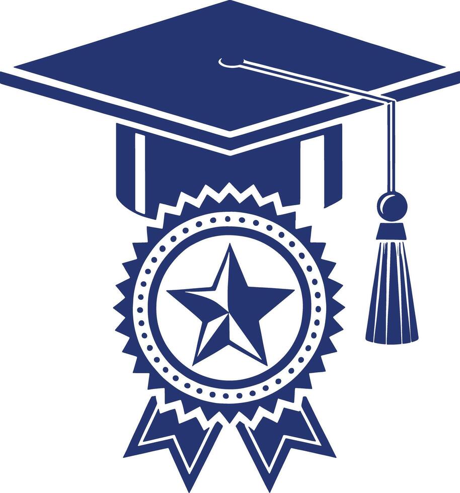 a graduation cap with a star on it vector