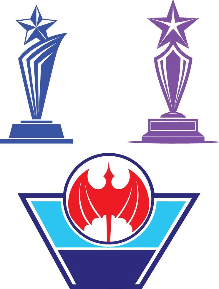 four different trophies and a star vector
