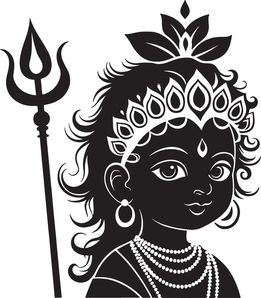 black and white illustration of lord shiva vector