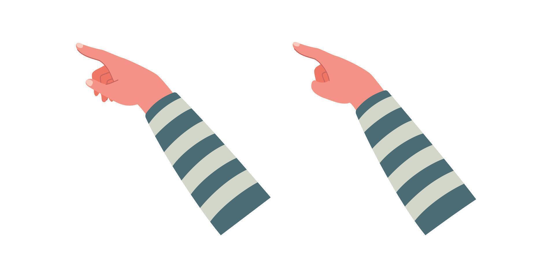 Children hands point, scroll down or up on smartphone or tablet flat for study, surf internet, working illustration isolated on white background. Hand using smartphone or touchpad with sleeve vector